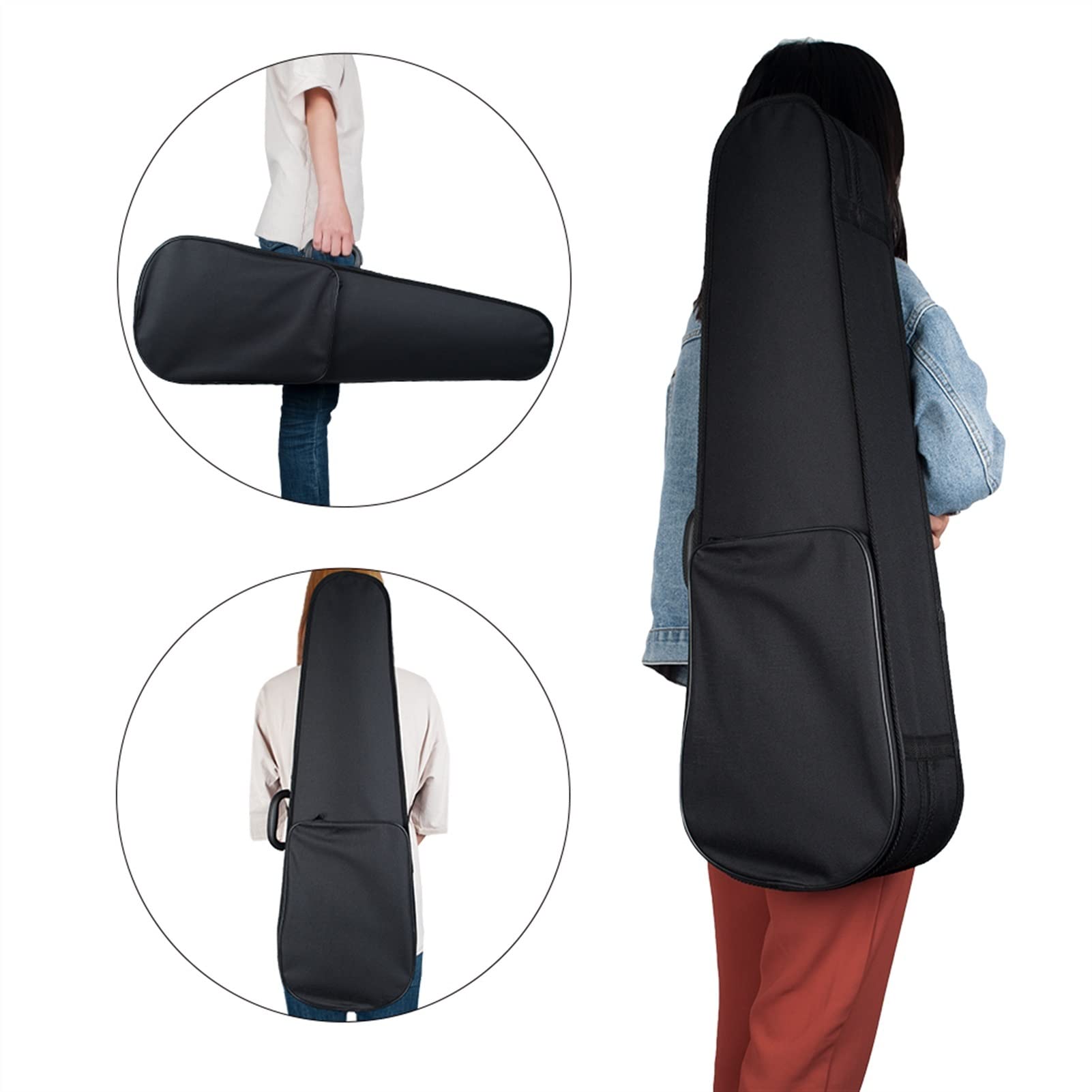 FLFL Estuche para violín Ligero 1/4 Tamaño Caja De Triángulo De Violín Acústico Cubierta Negra Interior Azul Oscuro con Correas De Bolsillo De Libros