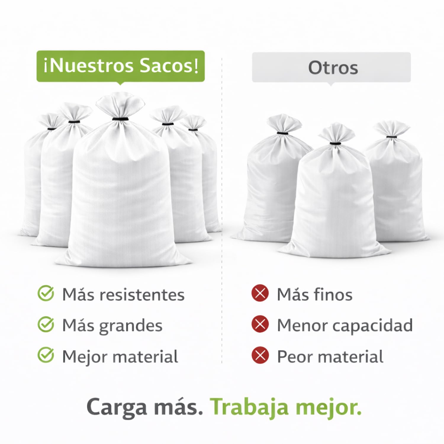 Sacchi per detriti 120 x 98 cm di Rafia PP bianco extra resistenti, 10 sacchi da costruzione grandi per giardino, lavori e rifiuti - alta capacità e durata - fascette di chiusura incluse