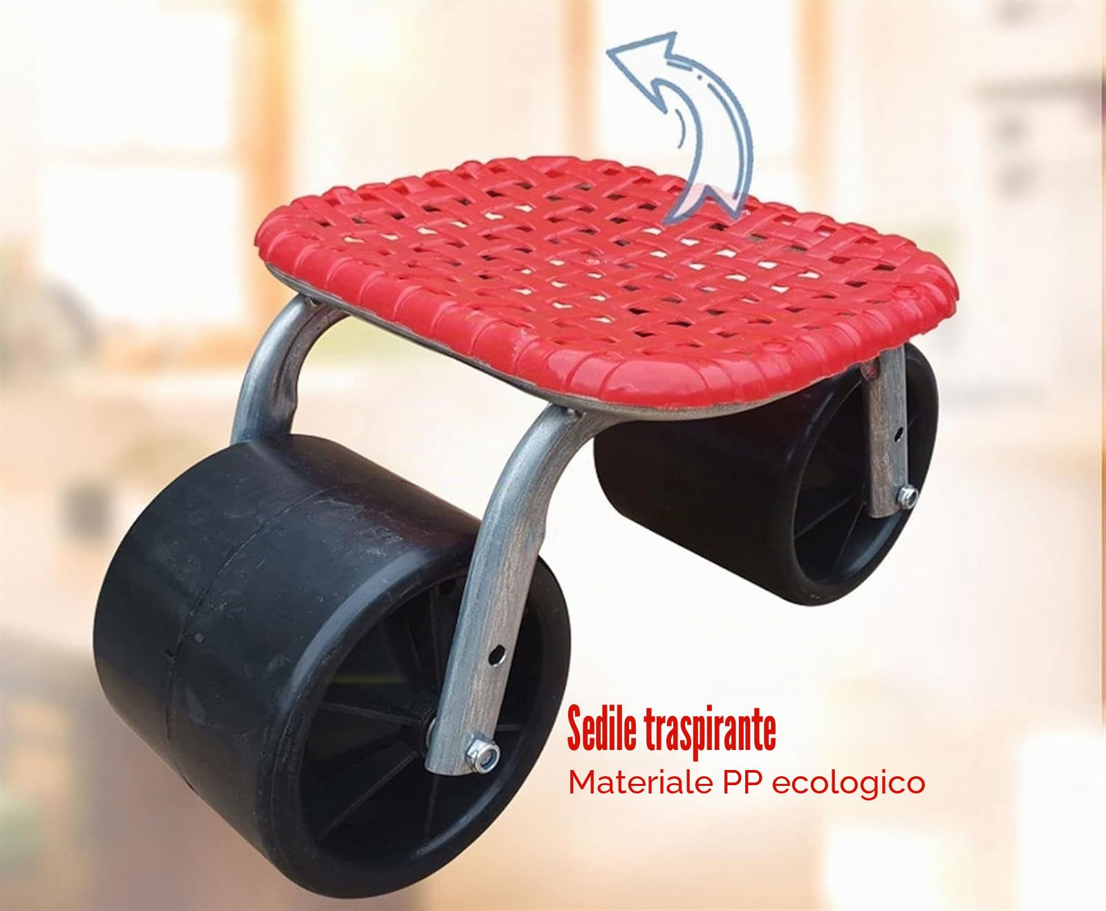 Sedia da giardino mobile con schienale rimovibile su ruote, sgabello da giardinaggio a 360°, seduta da giardino per piantare, sgabello da giardino con ruote