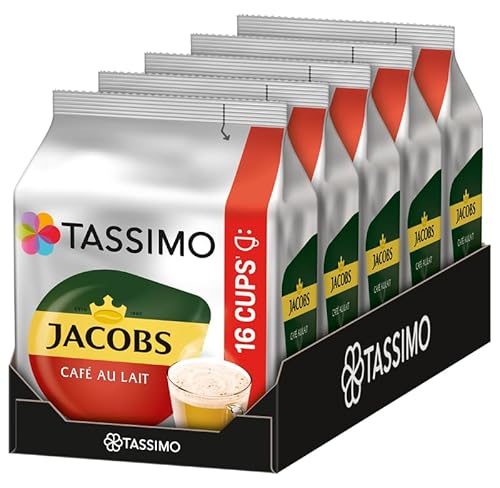 Tassimo Kapseln Jacobs Café au Lait, 5 x 16 Pads, 80 Kaffeekapseln