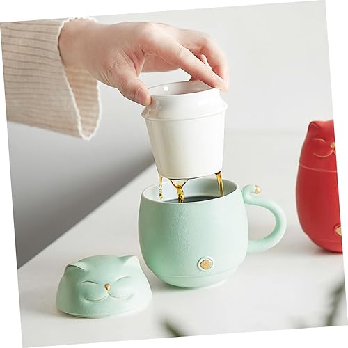 Miniatura 2 de Didiseaon Taza de té Taza de café para el hogar Vaso de café con tapa Taza de cerámica con tapa Vasos para beber con tapas Taza de café de cerámica