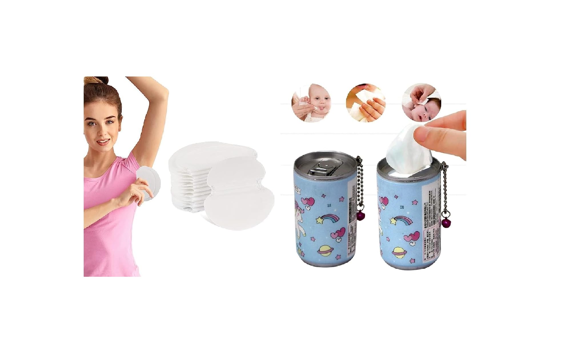 generic M.F.H 30-Pieces in one can Mini Wet Wipes Tissue in Cartoon Printed Tin Can RANDOM DESIGNE AND 10PC Anti Smell Disposable Underarm Perspiration Pad for Men and Women (PACK OF 2) COMBO-picture-13