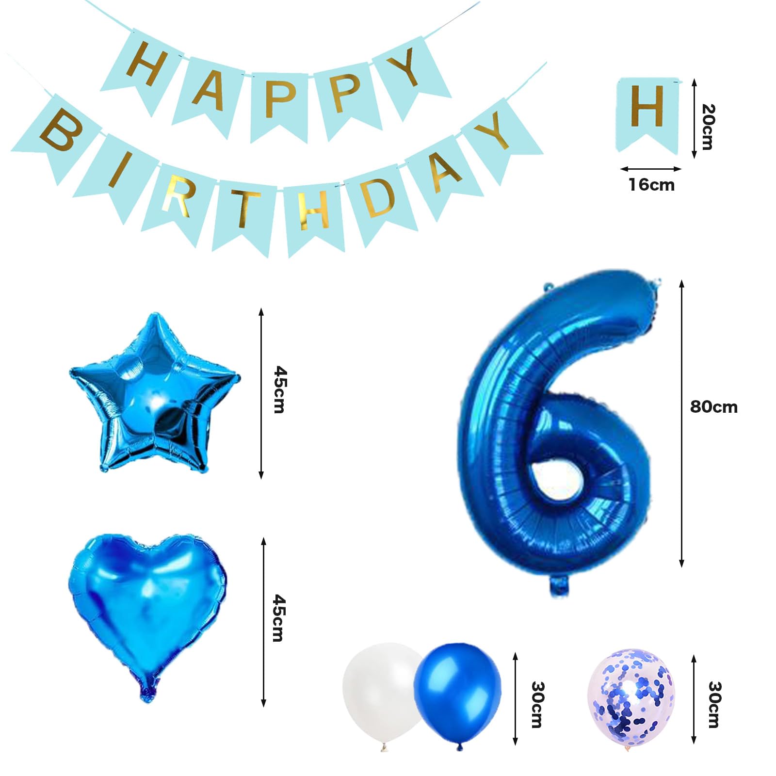 Amazon | 6歳誕生日 バルーン 風船 飾り付け セット ブルー 数字