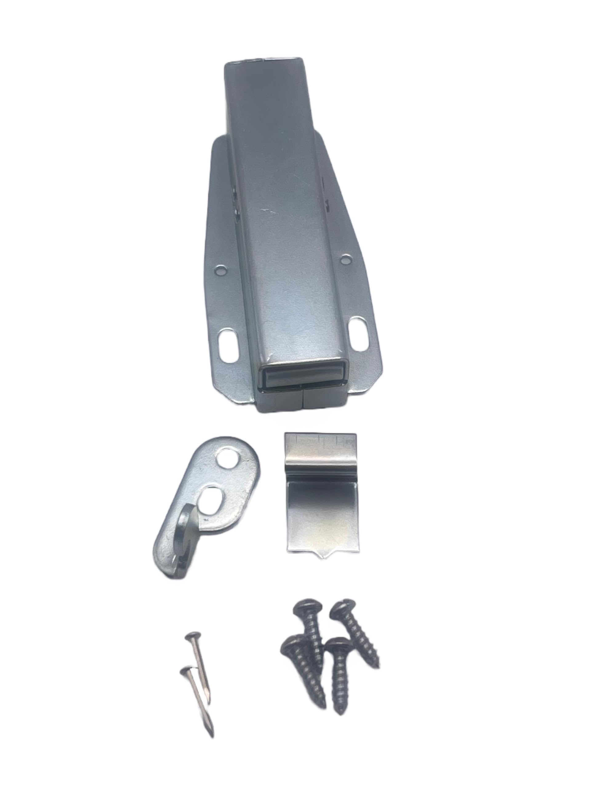 Aretro Touch Latch Attic Loft Cover Cupboard Door Catch Holder Push To Open And Close Zinc Plated 80mm With Fittings.