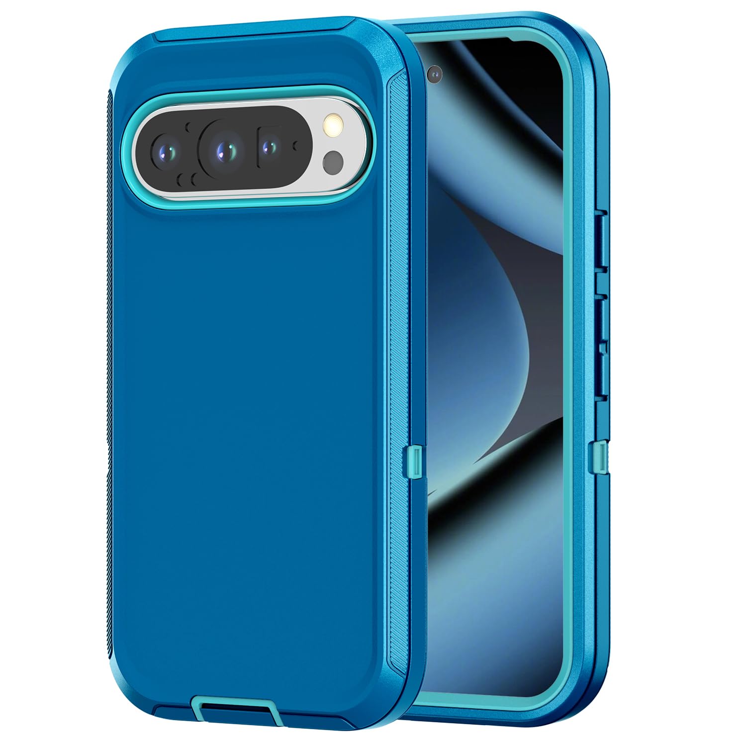 Designed for Google Pixel 9/9 Pro Case, [Without Screen Protector] Shockproof/Dust/Drop Proof 3-Layer Full Body Protection Rugged Heavy Duty Phone Case Cover for Pixel 9/9 Pro,Turquoise