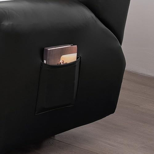 Miniatura 6 de JOKIVTOU Funda elástica de piel sintética para sofá reclinable de 123 asientos, con bolsillos laterales, impermeable, funda para sofá reclinable,