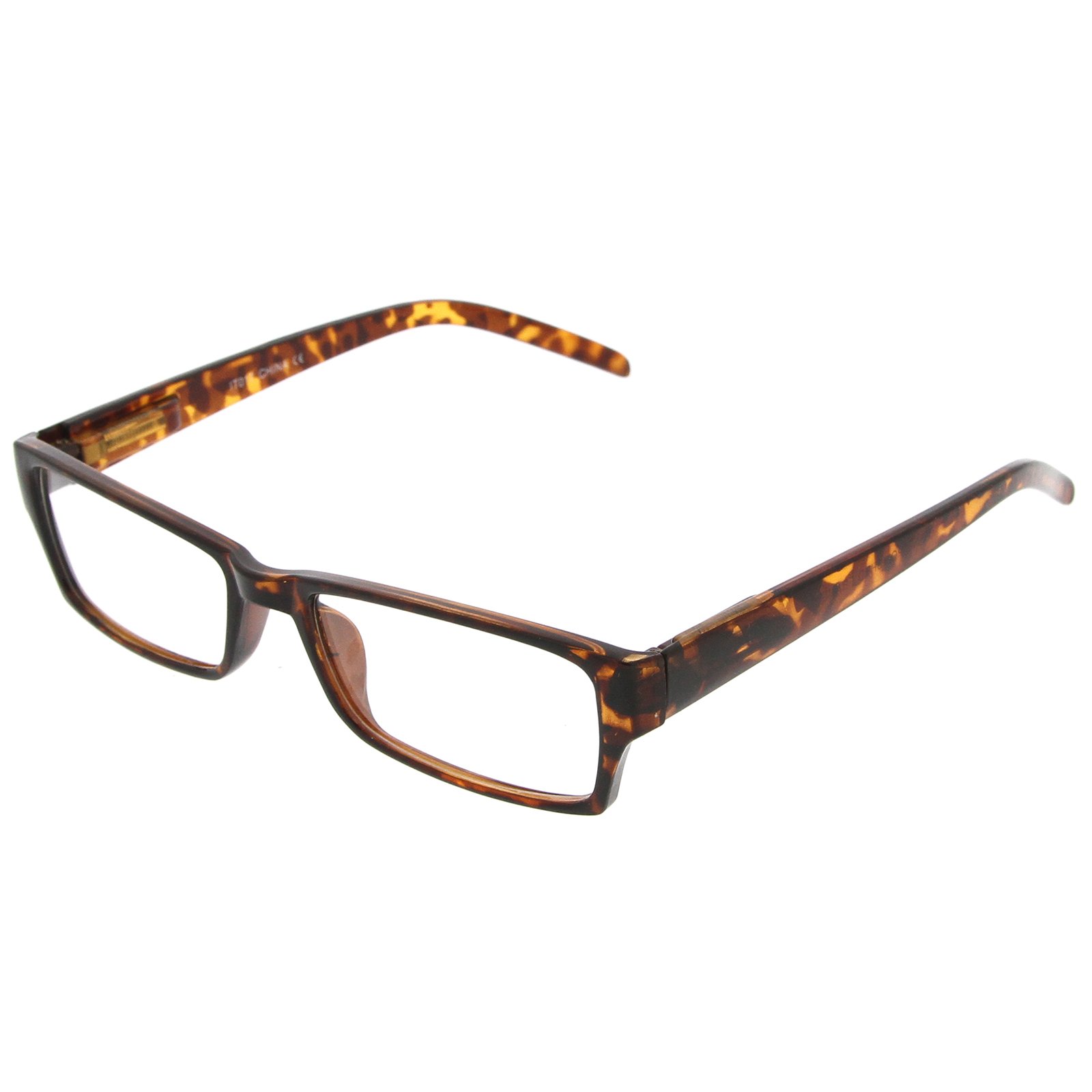 zeroUV Modern Rectangular Basic Frame Clear Lens Fashion Small Frame Glasses (Tortoise)