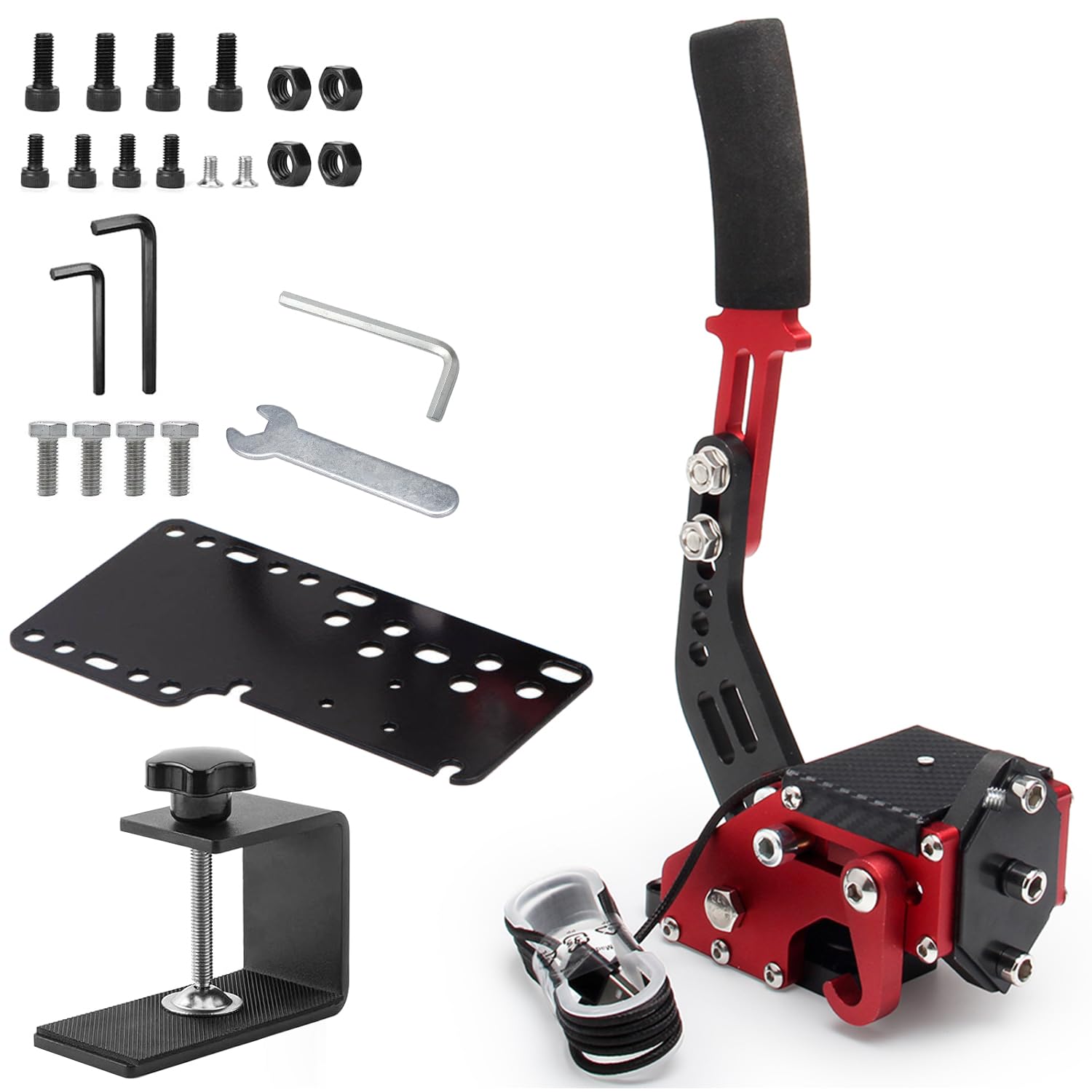 Jetmilai Handbrake Sim Racing for PC Windows, USB Handbrake with Clamp Analog Performance with Handle Grip for 64 Bits E Brake Sim Racing Game, Compatible with G27 G29 G920 G923 T500 T300(Red)