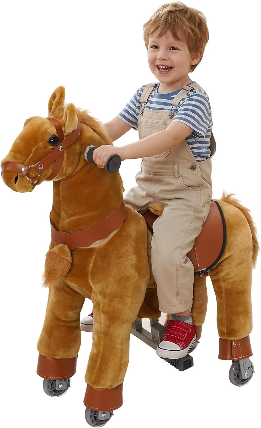 Horse Riding Infant Horse Toy Plush Toy with Wheels for Children 3 4 5 6 Years Old