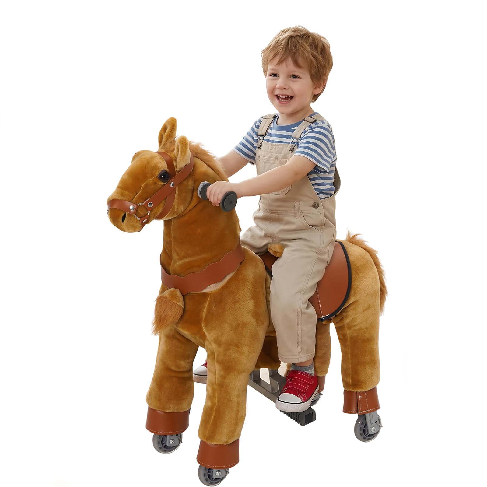 CavalloCavalcabile per Bambini, Cavallo Equitazione Giocattolo per Bambini, Cavallo con Ruote, CavalloPeluche per Bambino 3 4 5 6 Anni