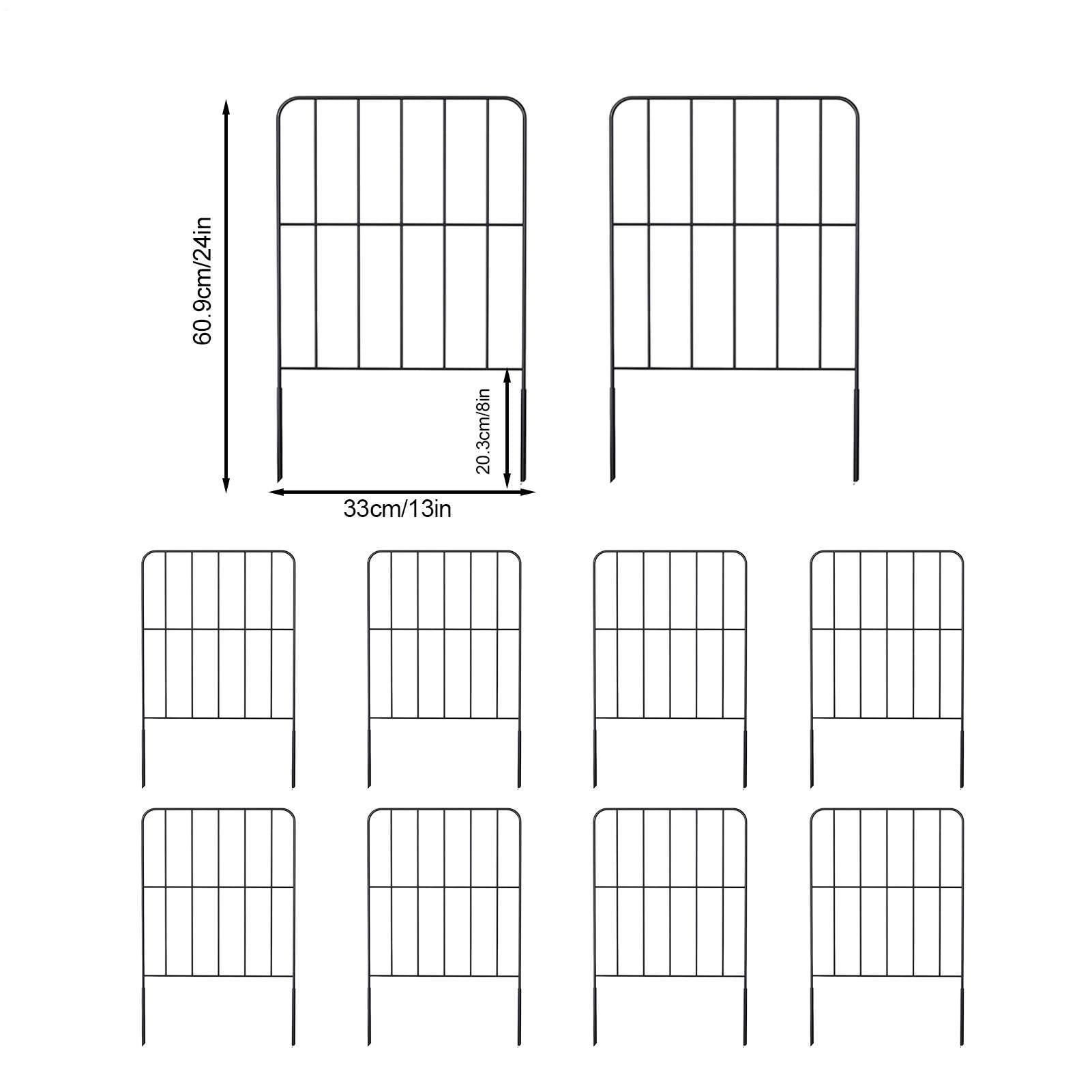 Recinzioni decorative in metallo, 10 pezzi, barriera per animali | Delimitazione per recinzione da giardino, balcone, cortile, terrazza, cane, piante, fiori, coperta per esterni