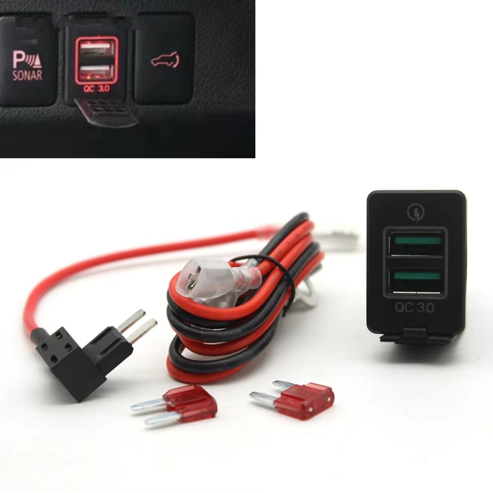 Enchufe USB Consola Compatible Con Mitsubishi Para Outlander 12V 24V Enchufe Coche QC Para Cargador Teléfono Móvil Adaptador Corriente Carga Rápida Puerto USB AUX Jack