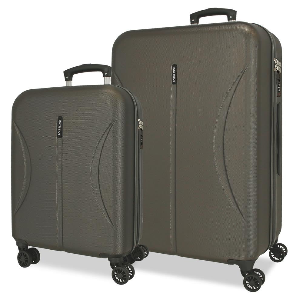Joumma Roll Road Formentera Anthracite Luggage Set 55/65 cm Rigid ABS Integrated Combination Padlock 91L 6.05kg 4 Double Wheels Hand Luggage