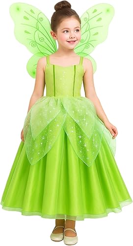 Miniatura 3 de Disfraz de princesa para niñas, disfraz de hada de Halloween, vestido verde de cuento de bebé, juego de rol, vestido verde