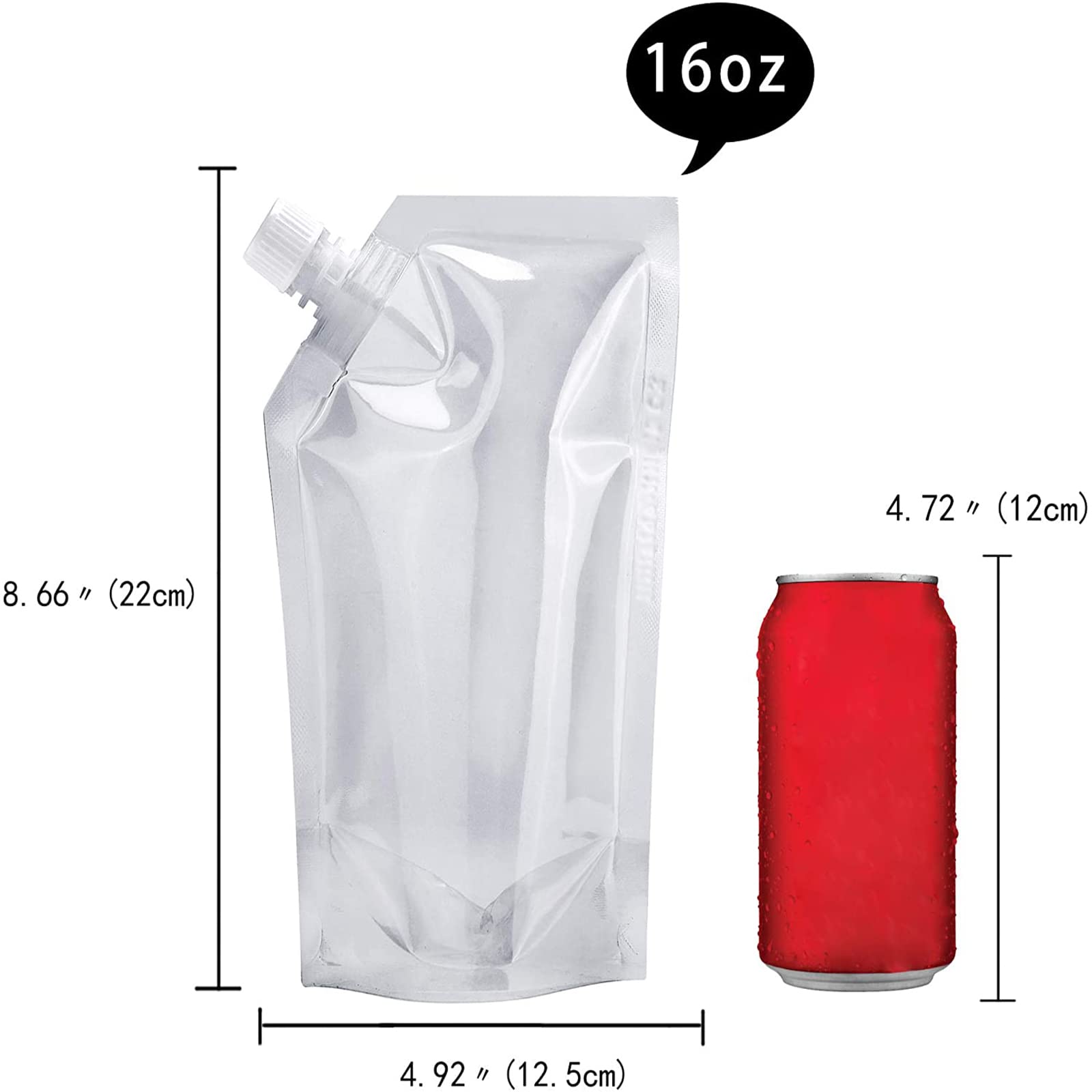 Yousen 20 Pcs Drink Pouches for Adults & Kids, Plastic Drink Bags with Funnel, Reusable Liquor Bag Concealable Alcohol Flask (16oz), Transparent