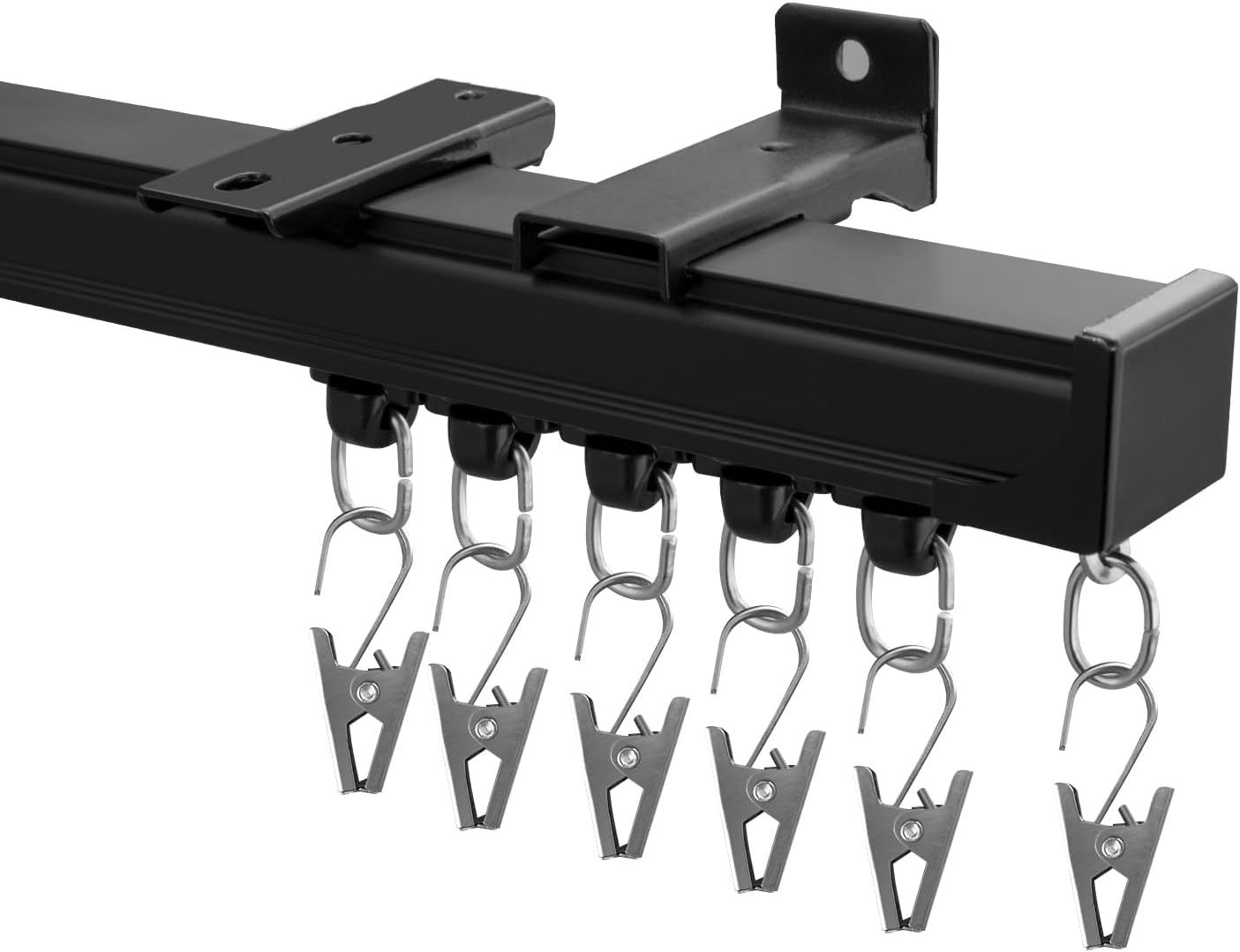 Photo 1 of  Curtain Track Ceiling Mount heavy duty sliding Curtains Tracks rails Rod System Room Divider with clips 6-9ft Black 
