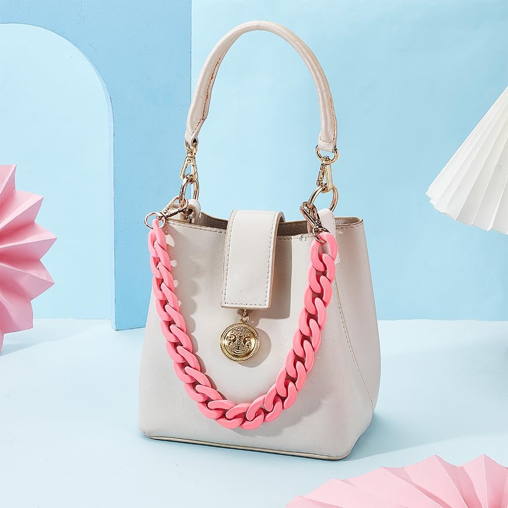 PH PandaHall 17 inch Acrylic Bag Chain Pink Purse Chain, Frosted Bag Chains image 4