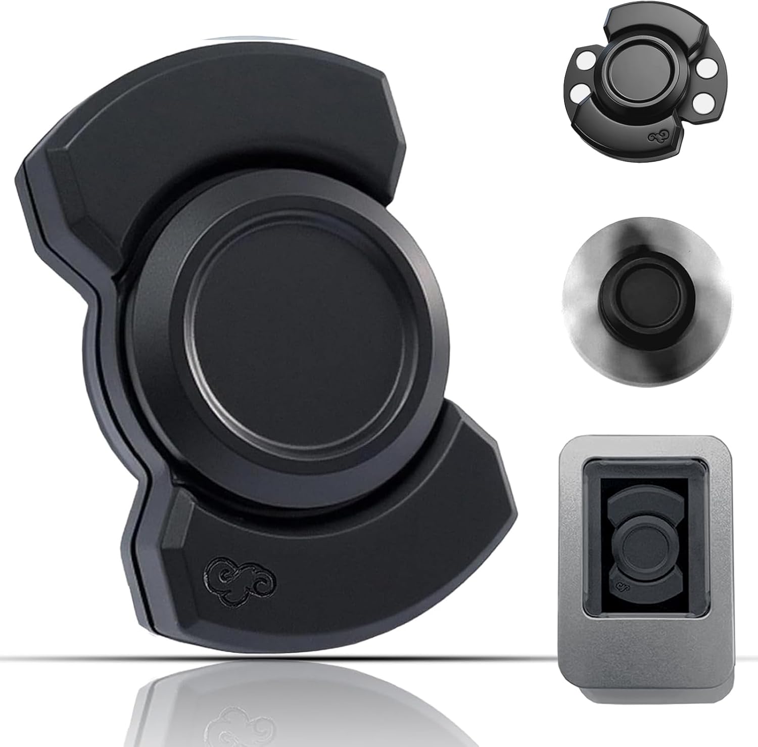 Alloy Metal Fidget Toys Adults,3-in-1 Silent Fidget Spinner,Stress Relief fidgets,Sensory Toys for Adult (Black)