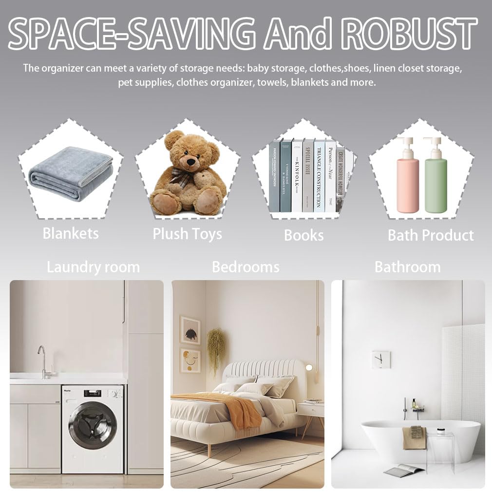 June Tech Fabric Grey Storage Boxes with Handles - Small Canvas Storage Basket for Cupboards Shelves, Toys, Clothes, Office - Image 2
