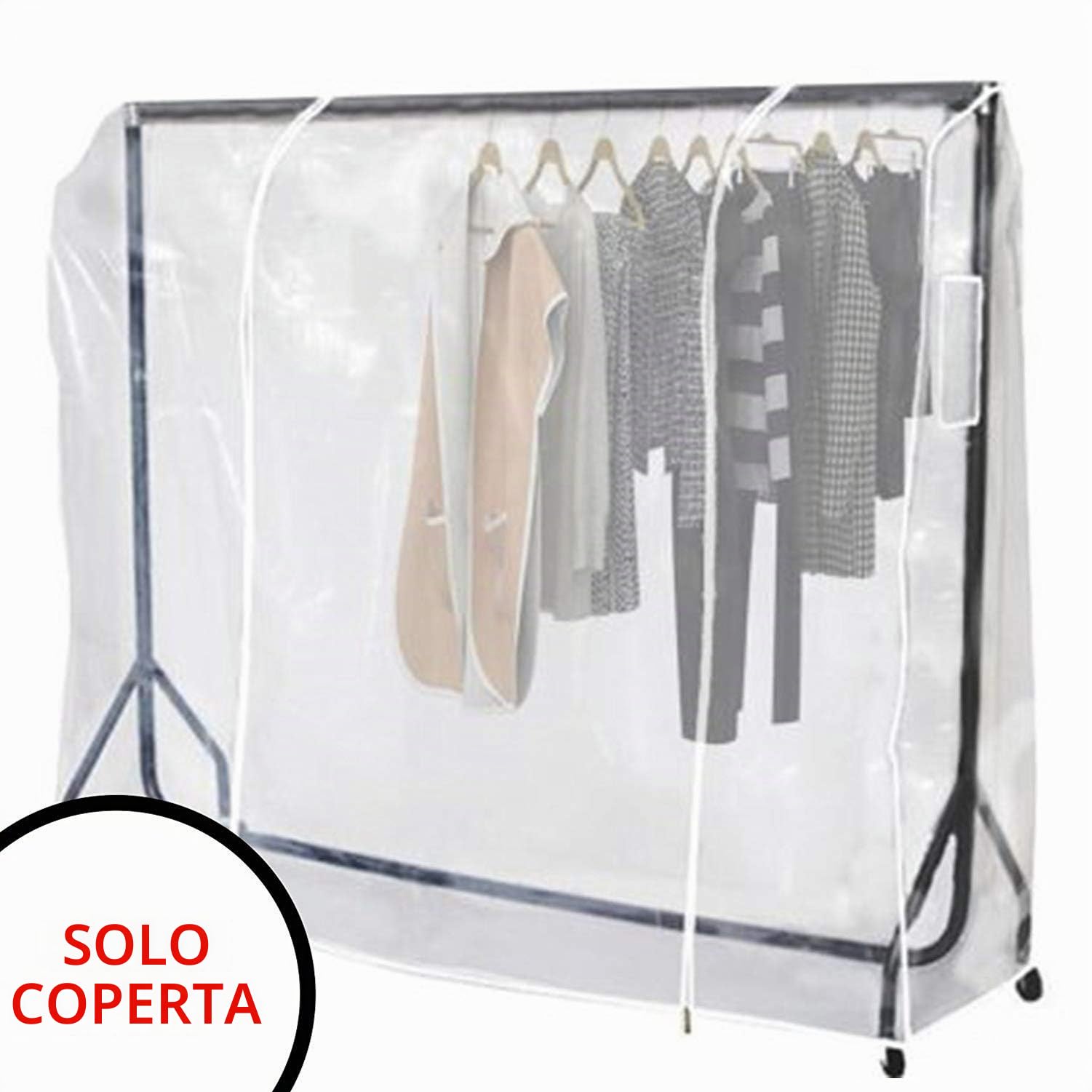 Ruibo - Copertura trasparente per appendiabiti, copriabiti antipolvere con 2 cerniere resistenti/Protettore impermeabile per abbigliamento (L:180x51x152 cm)