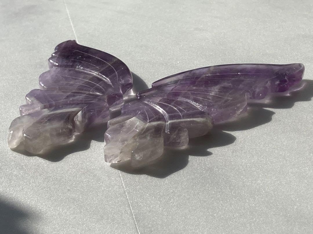 Amazon.co.jp: アメジスト 蝶 台座 スタンド 虹入 セット 蝶々羽