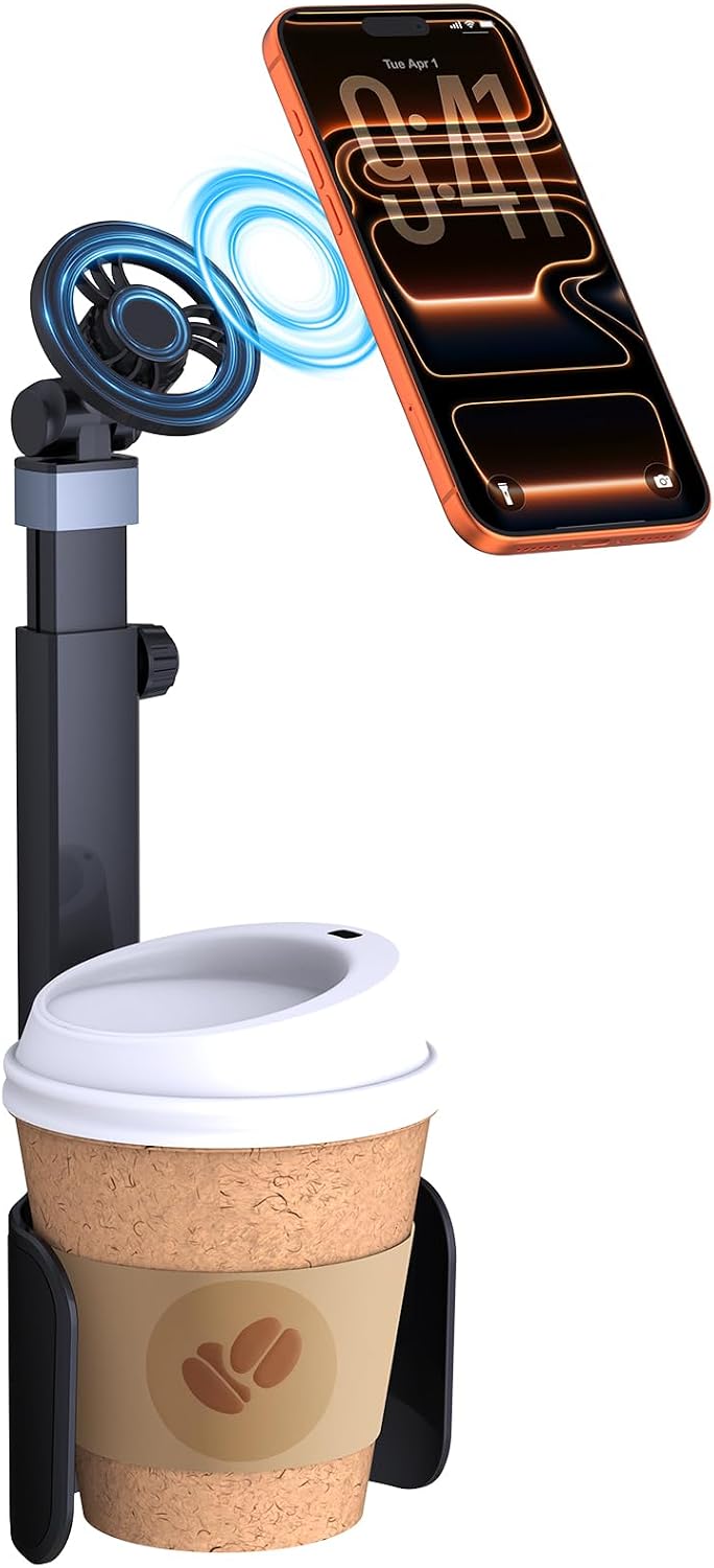 Vitog 2-in-1 Car Mount, 2026 Hands Free Phone Holders for Your Car, Strong Magnetic Cup Holder Phone Holder for iPhone 17-12 Pro Max, Samsung & More Smartphones, Universal for Truck/SUV/Tesla