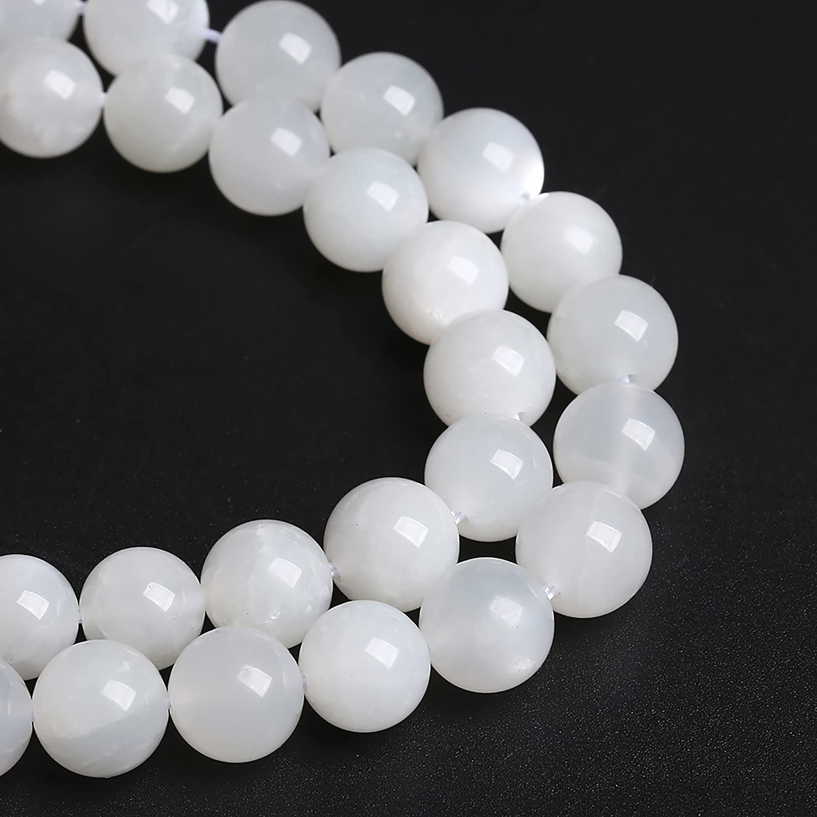 Amazon.co.jp: 8mm 45個 ホワイトムーンストーン 天然半貴石 A