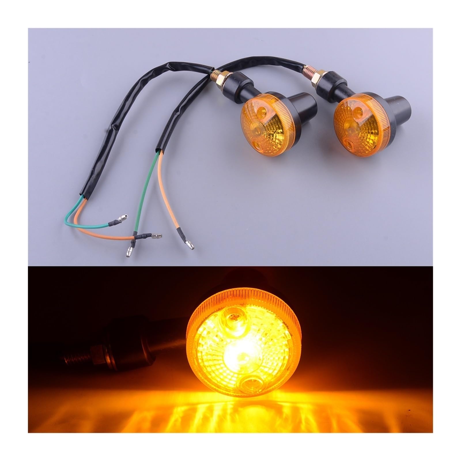 Luces intermitentes para motocicletas 2 uds., para giro Universal de motocicleta redondo ámbar para señal intermitente, lámpara para fuera carretera ATV DC 12V