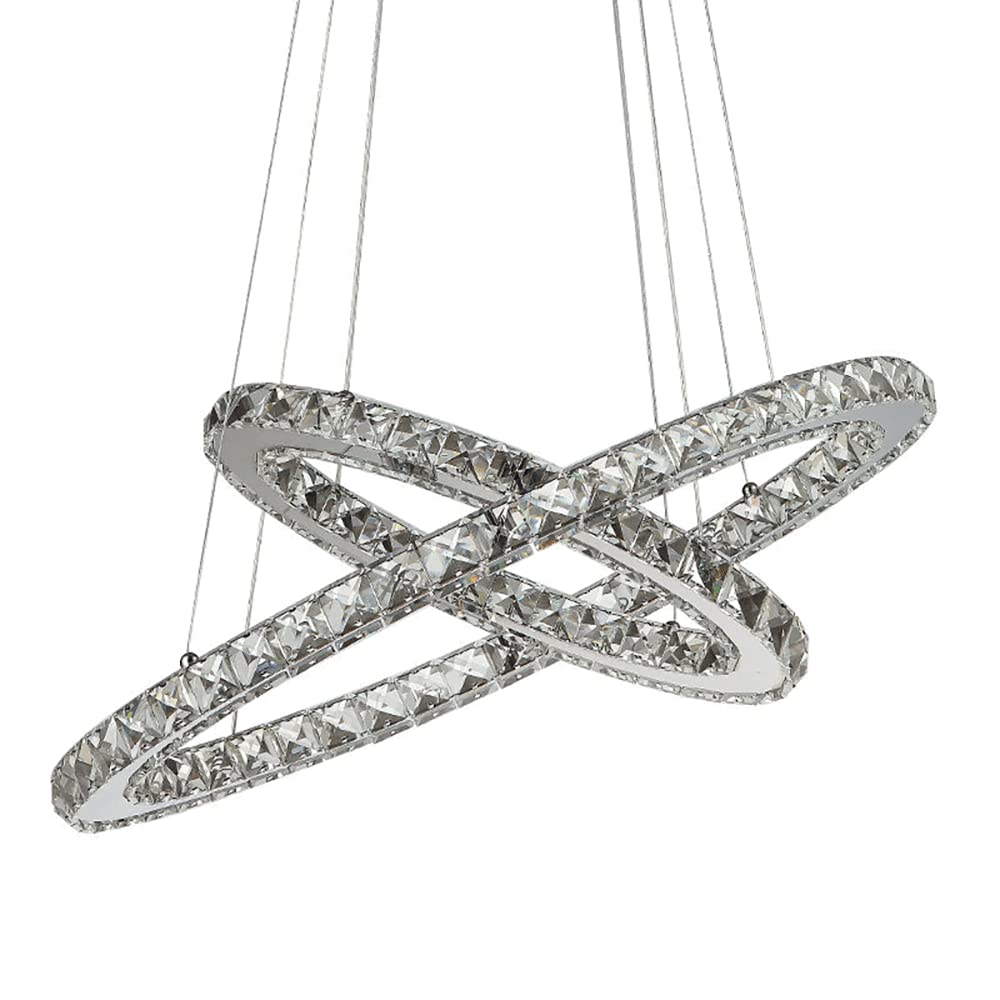 Lampe suspendue LED 36W en métal et verre cristal pour salon et chambre