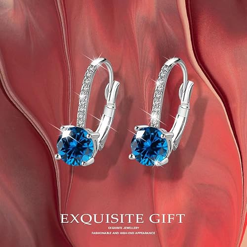 Miniatura 4 de Aretes colgantes de diamante de 1 quilate para mujer, chapados en oro de 18 quilates, circonita cúbica, palanca colgante, aretes de novia, joyería