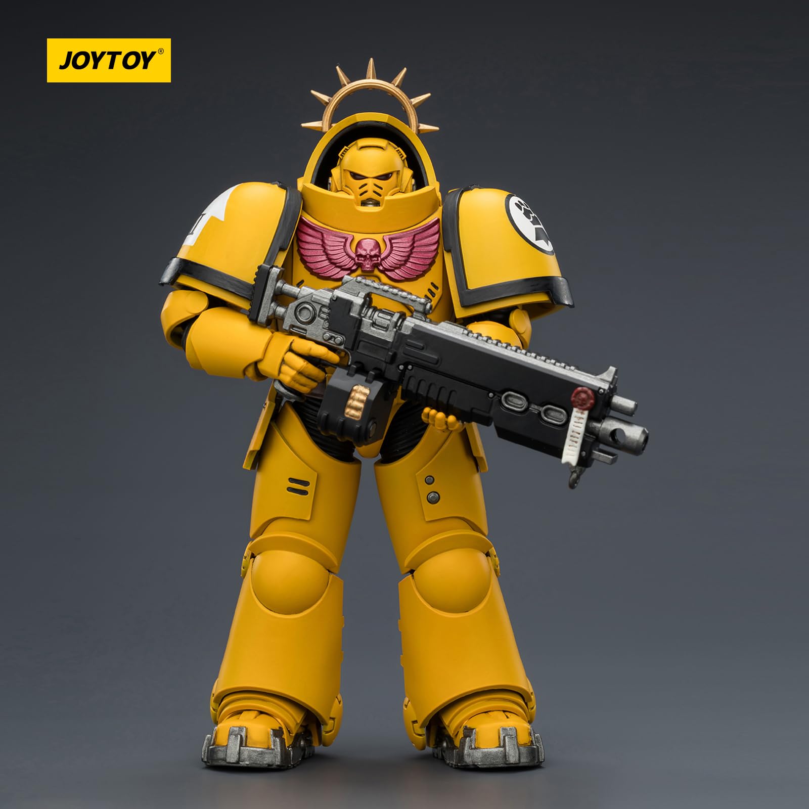 JOYTOY Warhammer 40k Space Marine 2, Game Edition Imperial Fists, intercesor pesado con rifle de perno pesado y pistola de perno 1/18, figura de acción para coleccionar y mostrar modelo