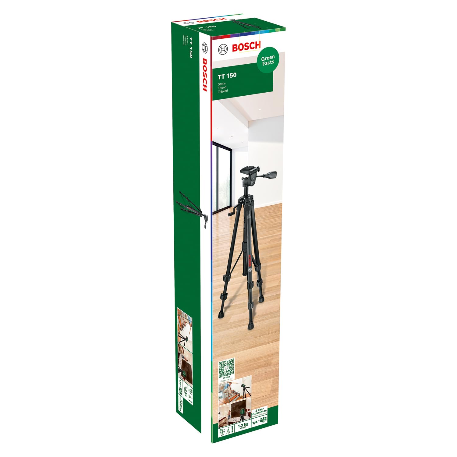 Bosch treppiede premium TT 150 (altezza regolabile di 55-157 cm per posizionamento rapido e flessibile di livelle laser multifunzione, in cartone)