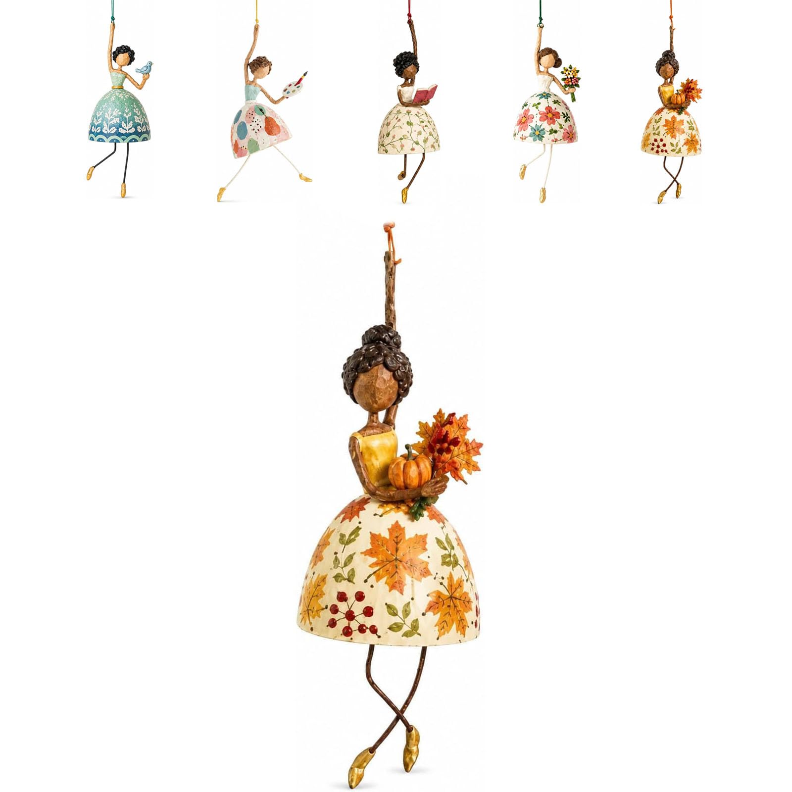 Whimsical Dancing Lady Hanging Ornament, Vintage Art Decor (#E)