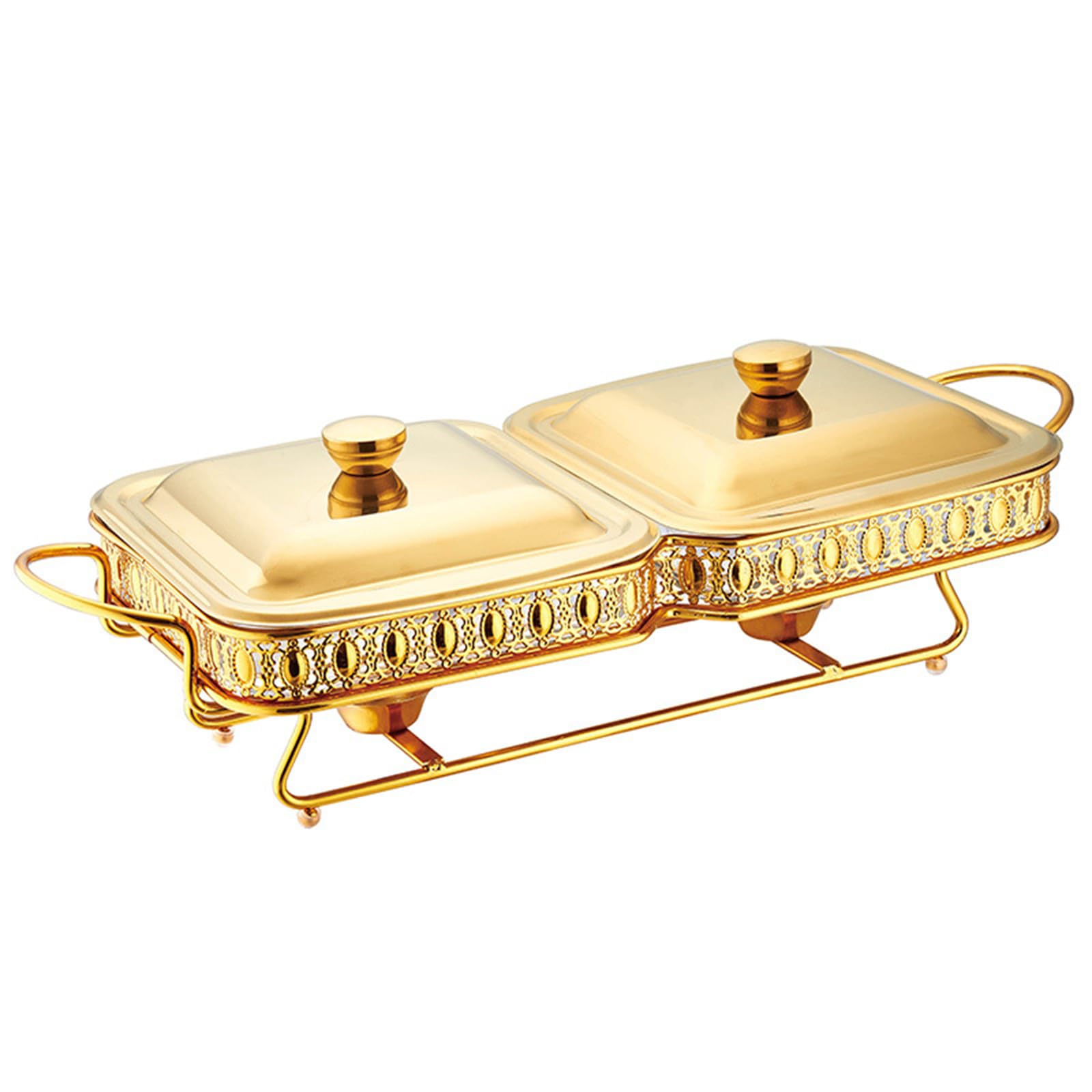 Calentador de Buffet y Juego de Mesa de té - Bandeja de Vidrio para Calentar Alimentos con Tapa, Bandeja de Acero Inoxidable, Servidor para Eventos con Servicio de Catering, P