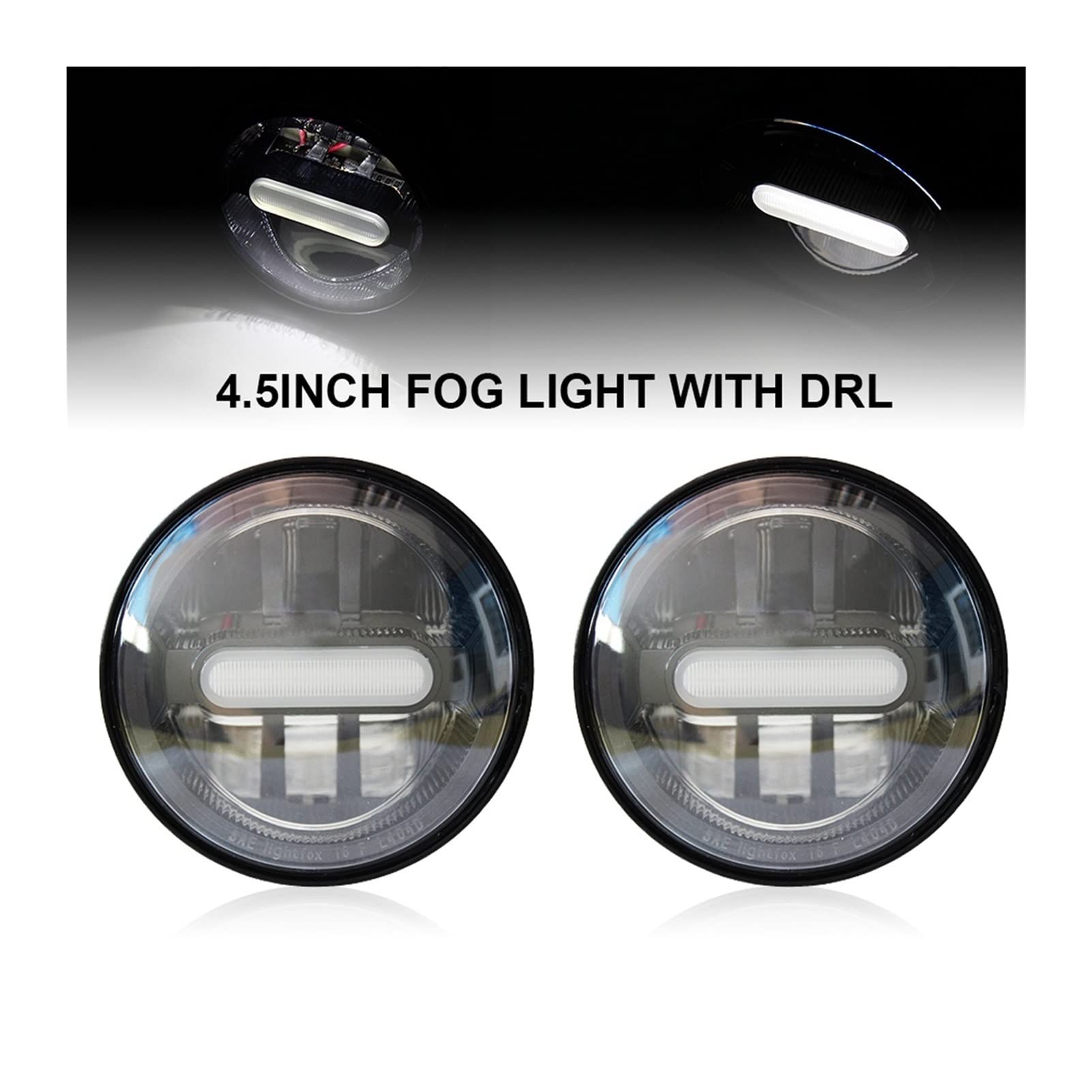 4.5 Cal światło przeciwmgielne led 2 szt. Motocykl 4 1/2"przejście pomocnicze okrągłe światło przeciwmgielne Led z DRL diabelskie oko Led kąt oczu lampa przeciwmgielna