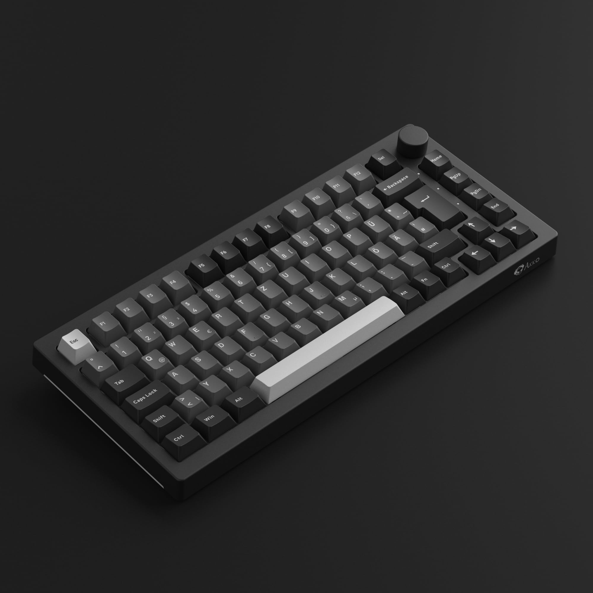 Akko 5075B Plus Tastiera meccanica da gioco multi modalità Tastiera compatta con guarnizione hot swap a 5 pin Montaggio a doppio scatto con manopola rotante Layout ISO-UK/DE/nordico