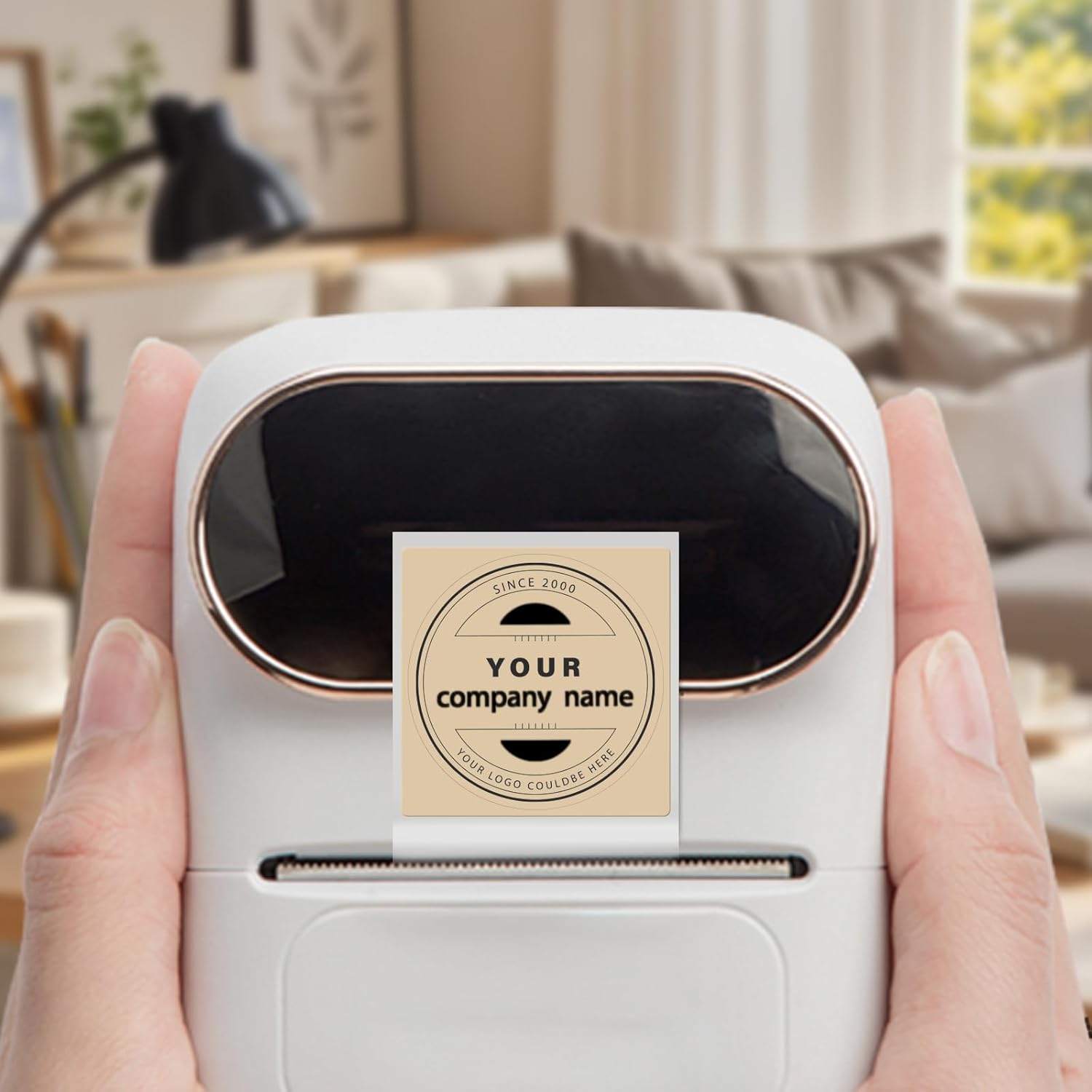 Khaki Round Thermal Labels for M110 M120 M220 M221 1.18 Inch Circle Vinyl Thermal Stickers Self-Adhesive Waterproof Portable Direct Printer Label for Business Logo Design 300 PCS - Image 2