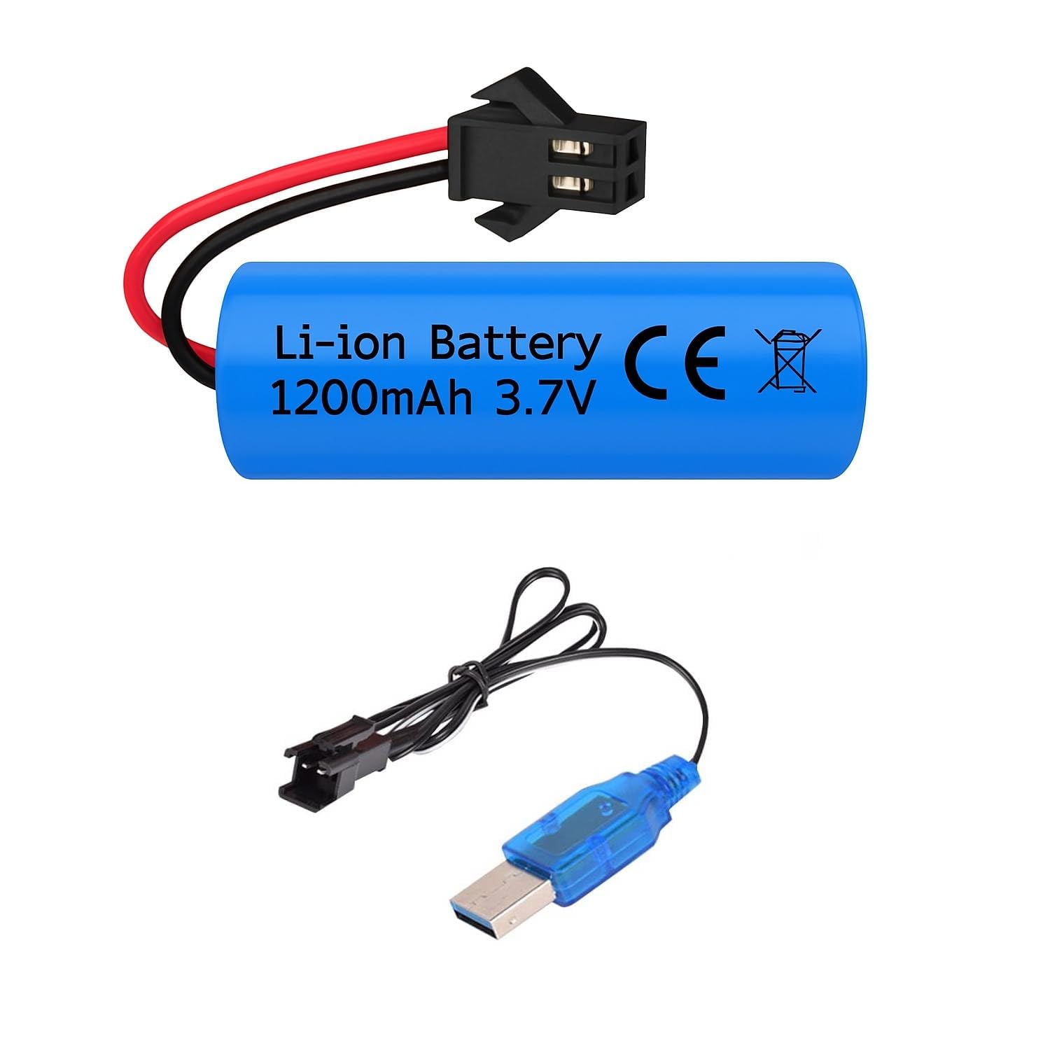3.7V Lipo Battery Charger - SM-2P Cable RC Toy Remote Control Car Vehicle Rechargeable Li-ion Batteries Chargers USB for Bunch Bubble Gun Stunt Truck Boat 1 Pack