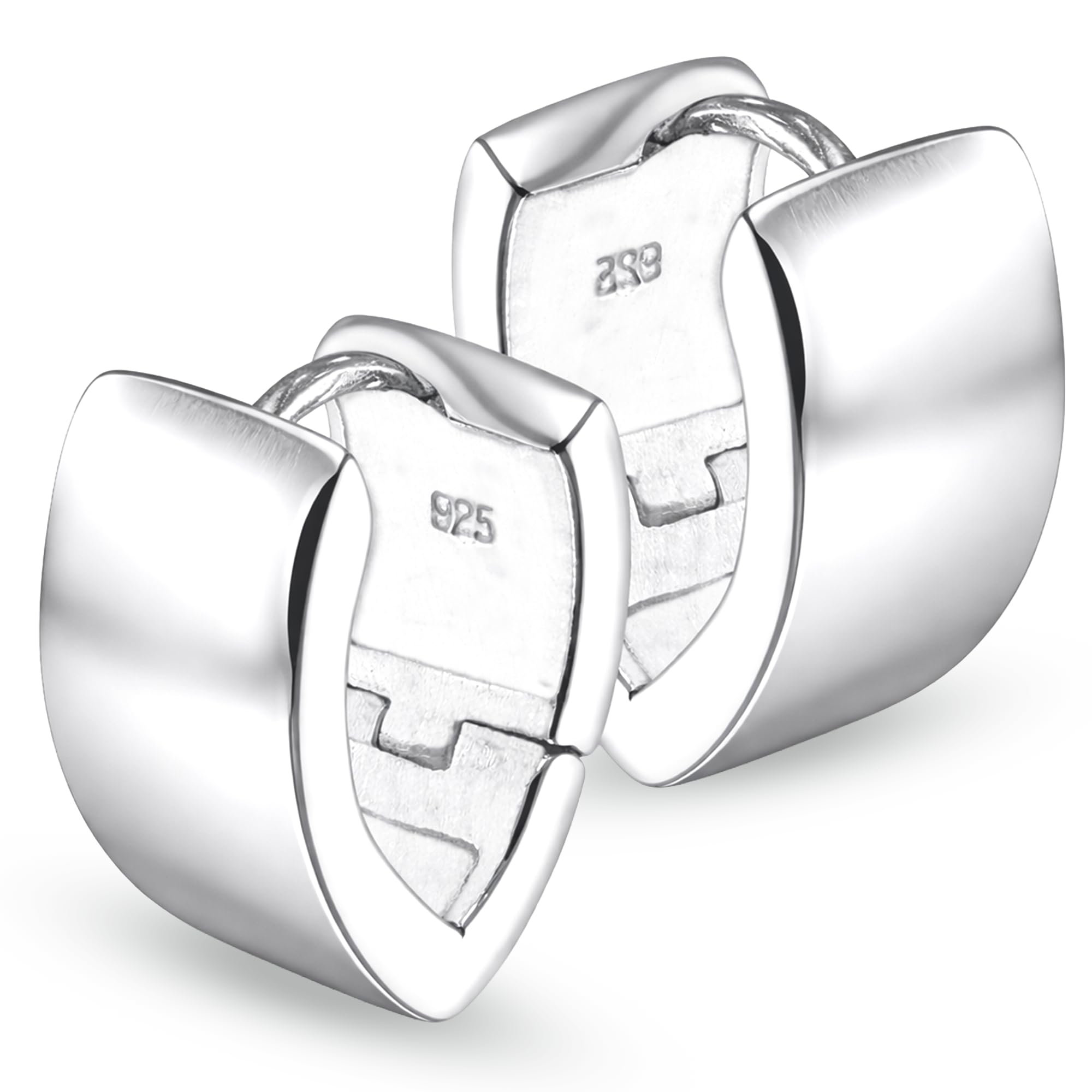 Vinani Klapp-Creolen V-Form breit glänzend Sterling Silber 925 Ohrringe CJA