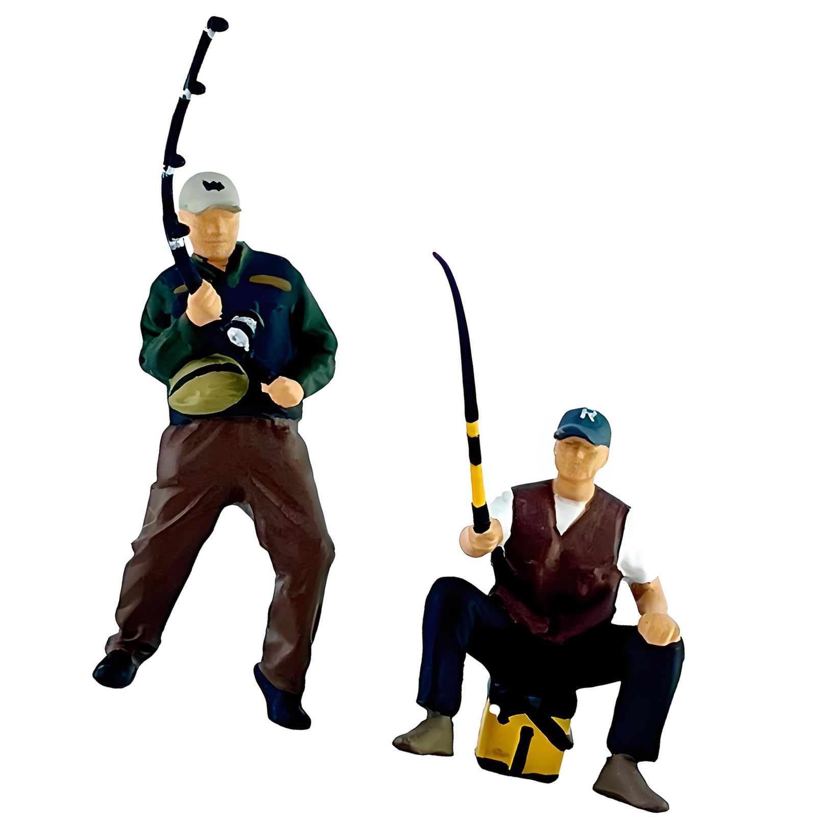 Vdaxvme Tiny Fishing Sport Resin Collectible with Realistic Particulars 1/64 Scale Fishing Figure Suitable for Display & Photography Miniature Fisherman Figurine