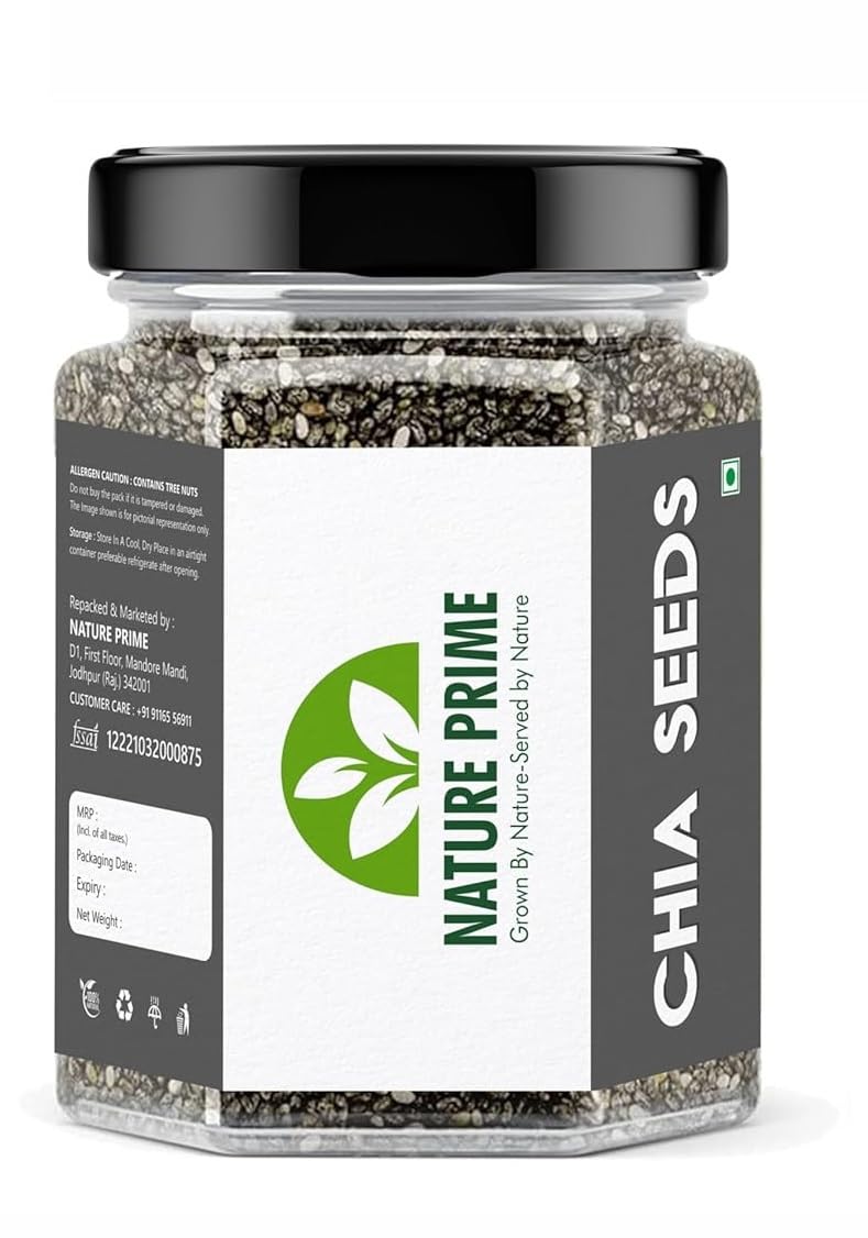 Nature Prime chia seeds 250g | Best for Weight Loss | Healthy Snacks | Non-GMO and Fibre Rich Seeds | Omega-3 Seeds for Eating (B0D22DR6JY) Amazon Price History, Amazon Price Tracker