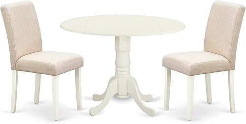 Miniatura 19 de East West Furniture DLAB5-BLK-06 - Juego de comedor de 5 piezas para 4 personas, incluye una mesa de comedor redonda con Dropleaf y 4 sillas de