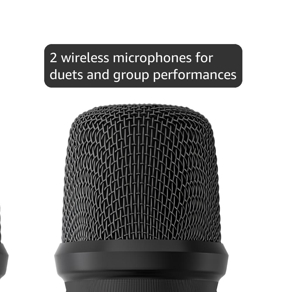 Portable Karaoke Machine With Wireless Mics & Lights | 8800mAh Bluetooth Speaker With Wheels