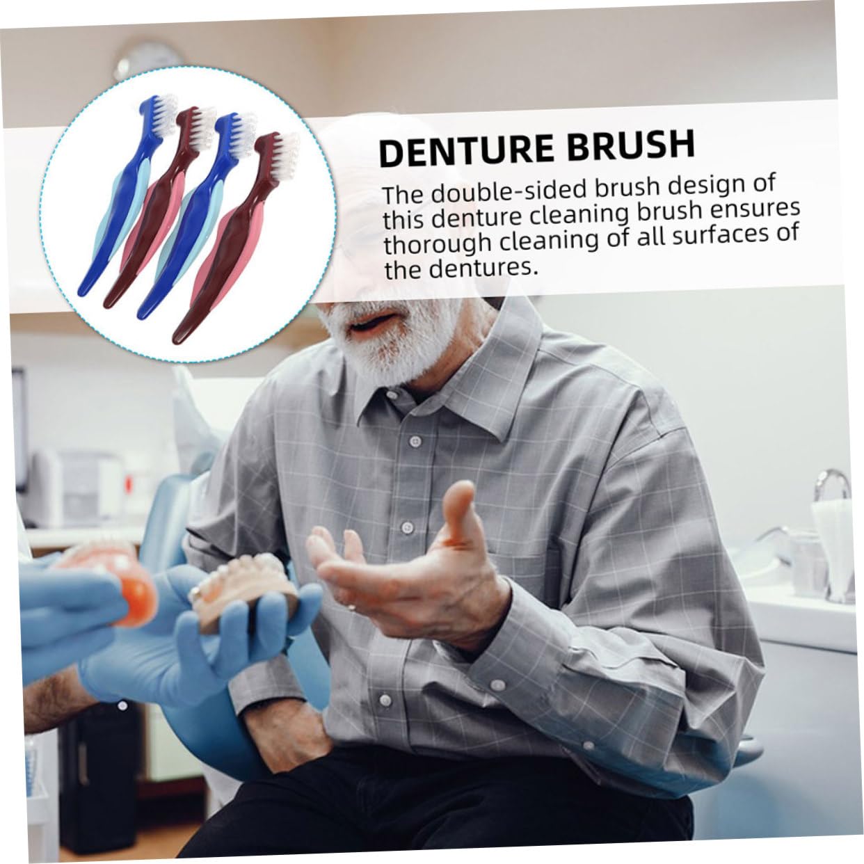 BESTYASH 5 Set Spazzola Per La Pulizia Della Protesi Pulito Più Doppio Pennello Morbido Spazzolino Da Denti Per Intercapedine Assortito Setole Adulti Orale Nylon 2 Pezzi * 5