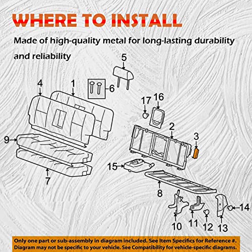 Set Of 3 Rear Seat-Anti-Rattle Bumper Cushion Bracket Compatible With Sierra Crew Cab 1500 2008-2013, 2500 2008-2014 Replace#: 22771139 #TOP4