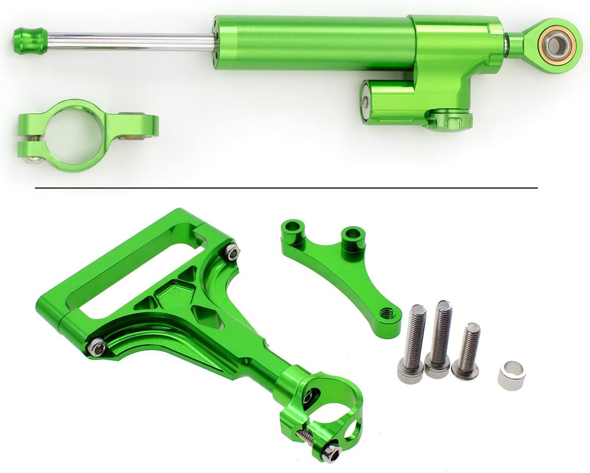 Fit For Z1000 2003-2009 2004 2005 2006 2007 2008 / Z750 2003-2013 CNC Motorcycle Steering Damper Stabilizer Buffer Control Bar with Mounting Bracket Support Kit Green