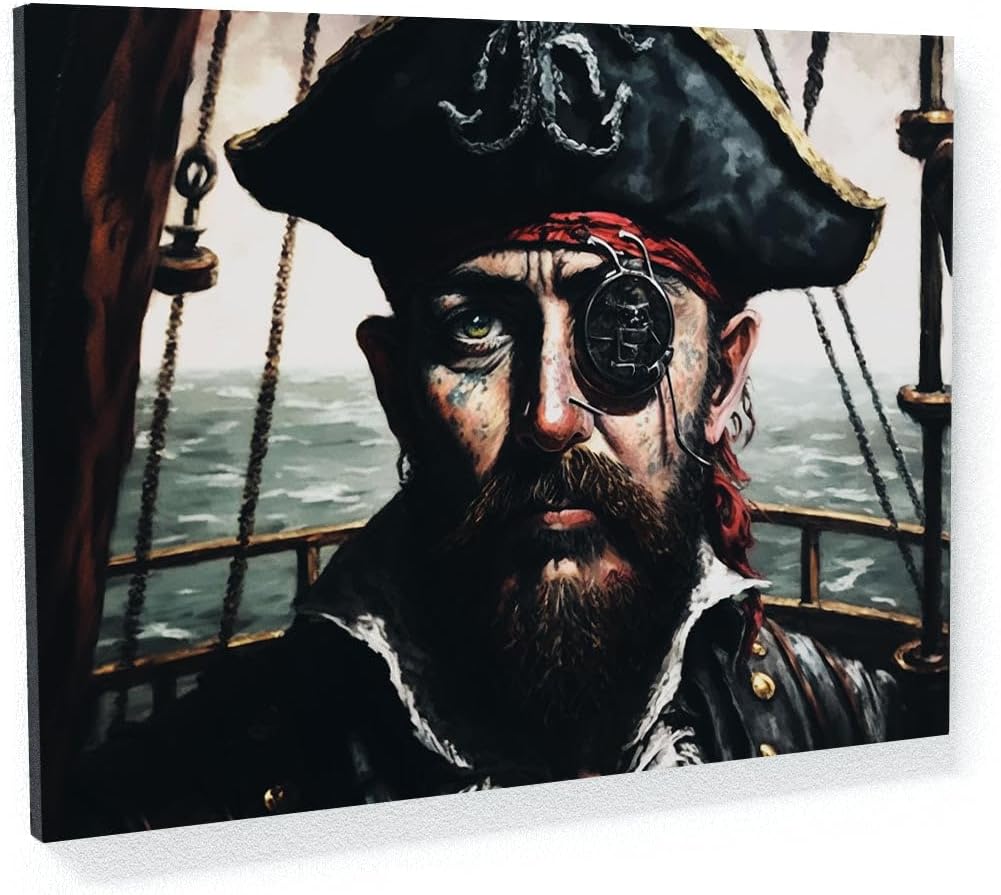 Sense Canvas Pirate Parrot 53 Canvas Art - Home Decor Wall Art Print Poster Painting Large 40x30 / 0.75"