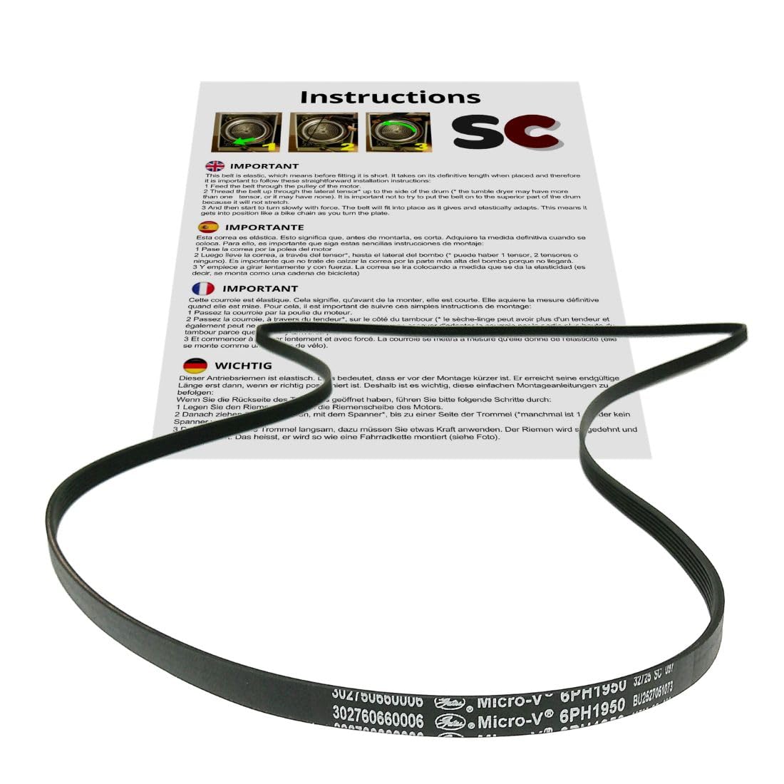 SC Solocorreas - Dryer belt 6PH 1950 (302760660006)
