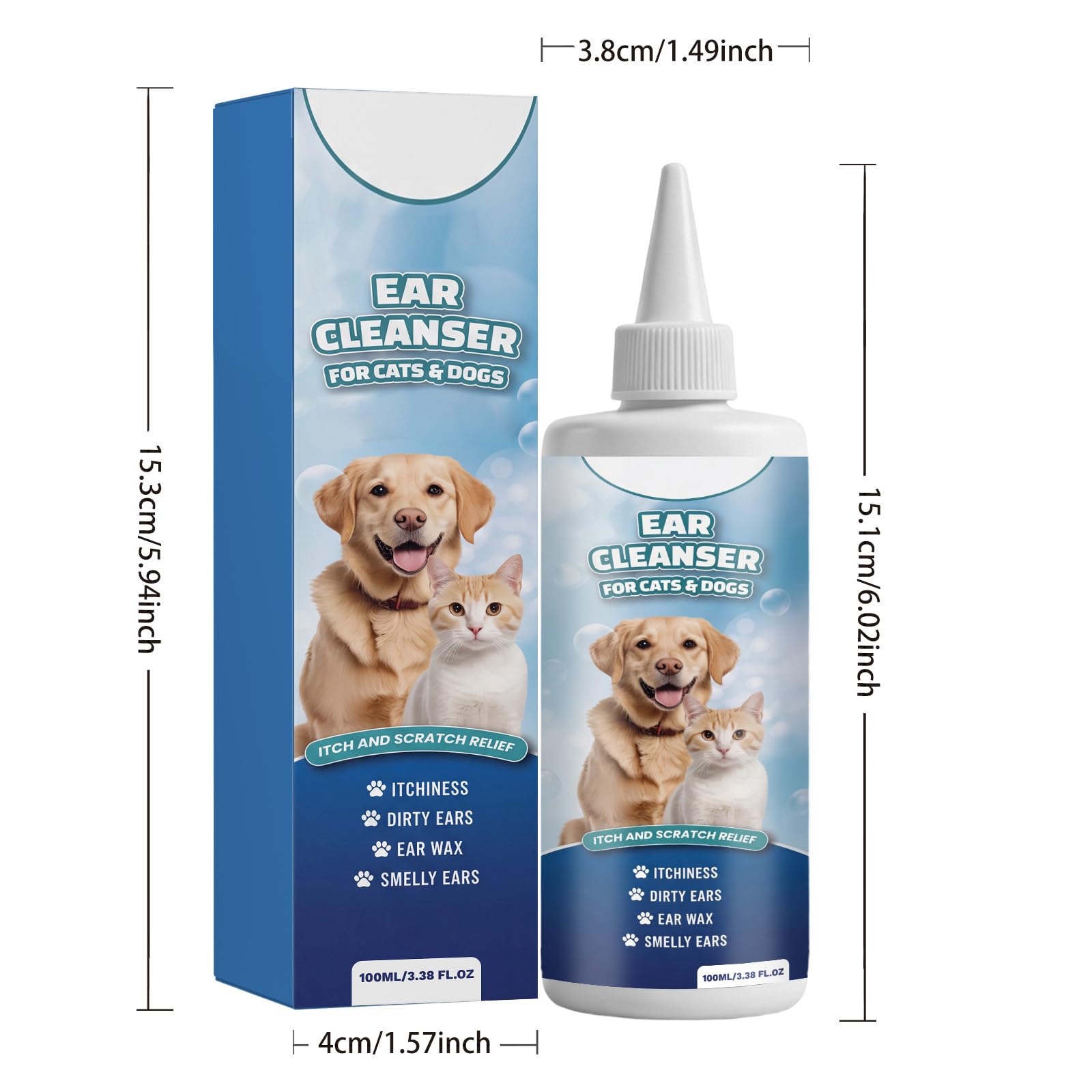 nettoyant oreille chien et chat cure oreille spray anti acariens | Soulage les démangeaisons et élimine les odeurs d'oreilles ; convient à plusieurs animaux de compagnie