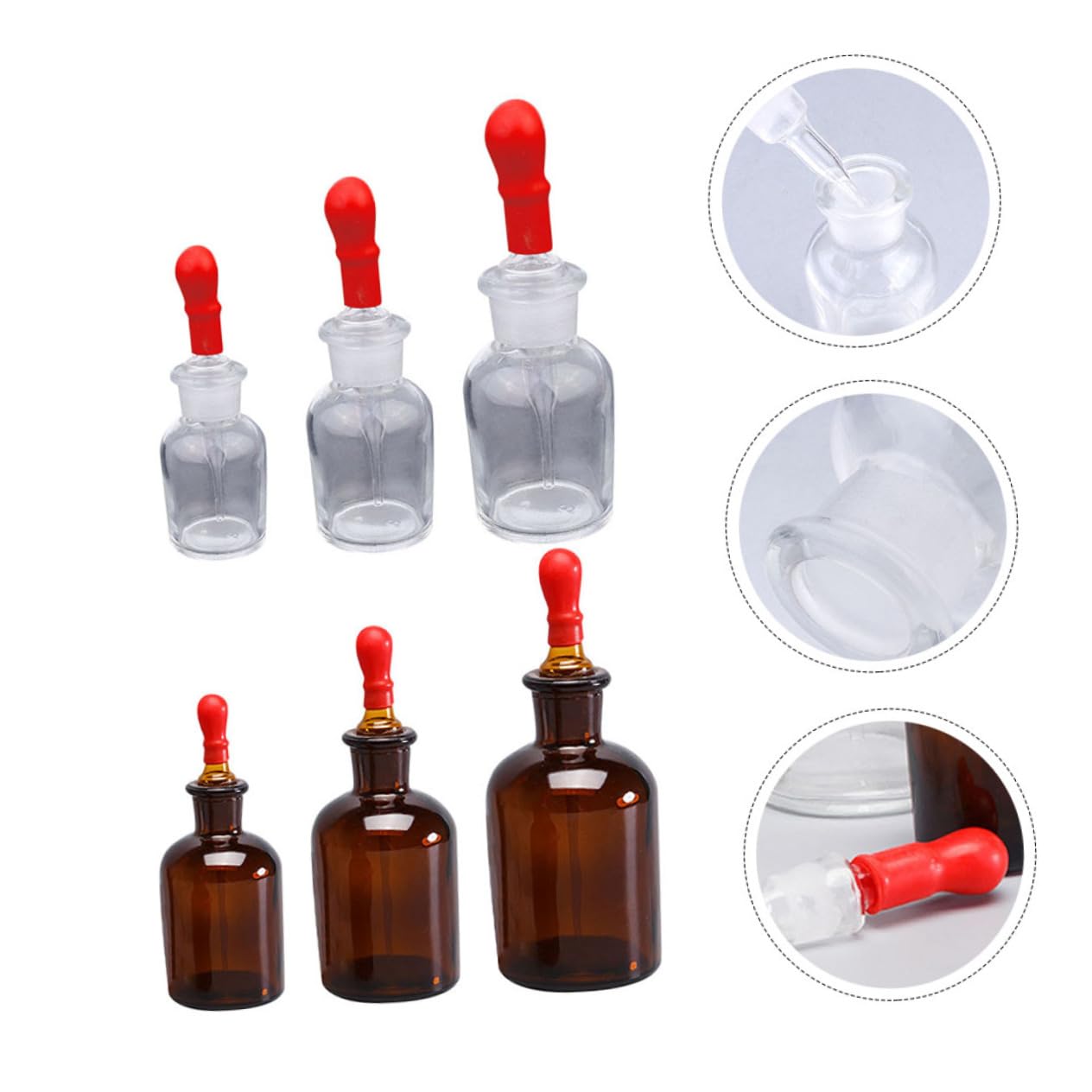 Alipis 6Pcs Glass Dropper Bottles for Laboratory Reagent Bottle for Liquid Measurement and Dispensing Brown and Included